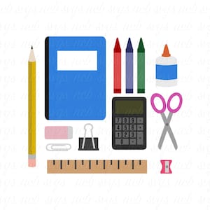 School Supplies SVG Bundle for back to school png/eps