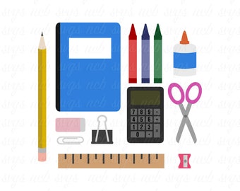 School Supplies SVG Bundle for back to school png/eps