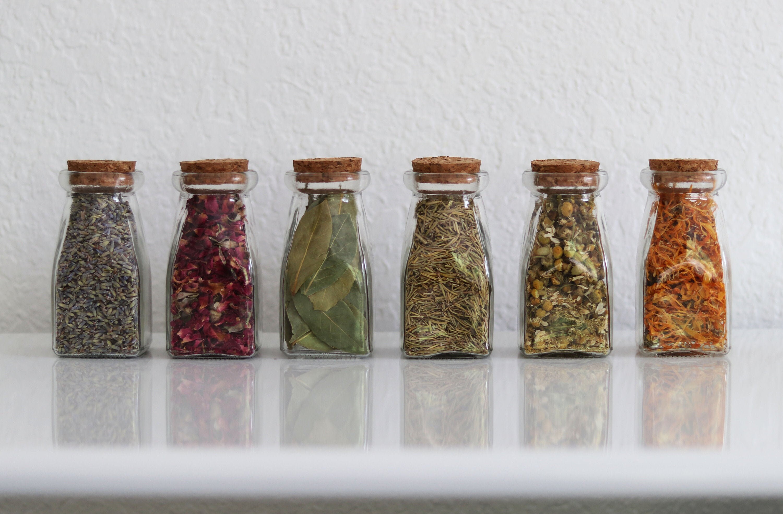 Set of Assorted Organic Dried Herbs & Flowers in Glass Jars / Etsy
