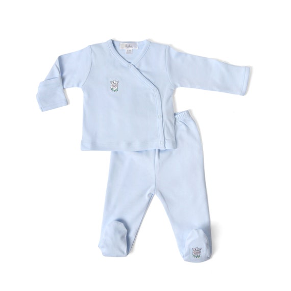 Baby Boys Pant and Top Set 100/% Pima Cotton Blue and White Outfit