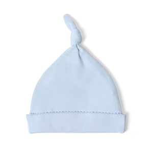 Pima Cotton Newborn Knot Hat – Baby Beanie for Hospital, Coming Home Outfit in Soft Blue
