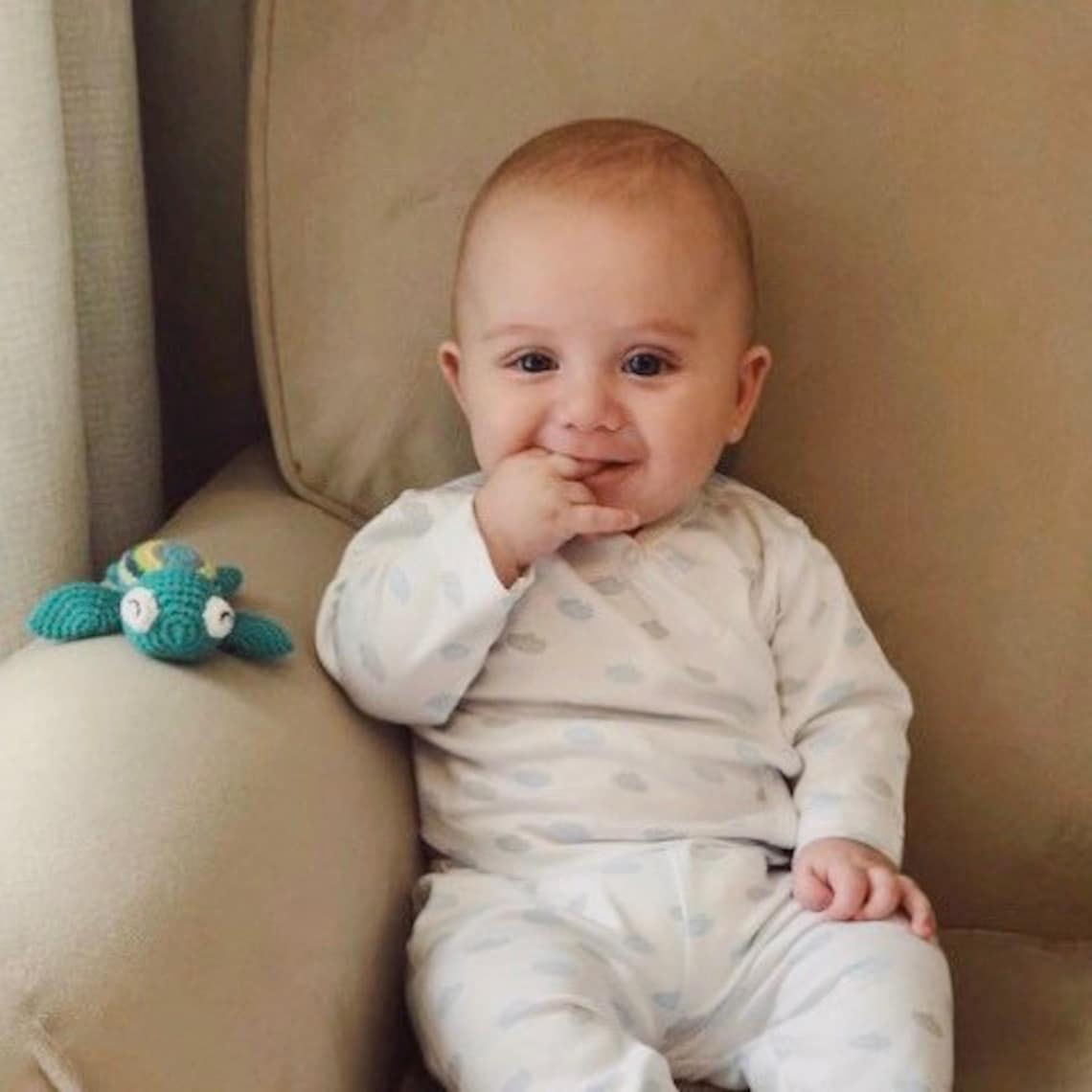 Pima Cotton Baby Kimono Newborn Footie Pajama Blue Clouds Etsy