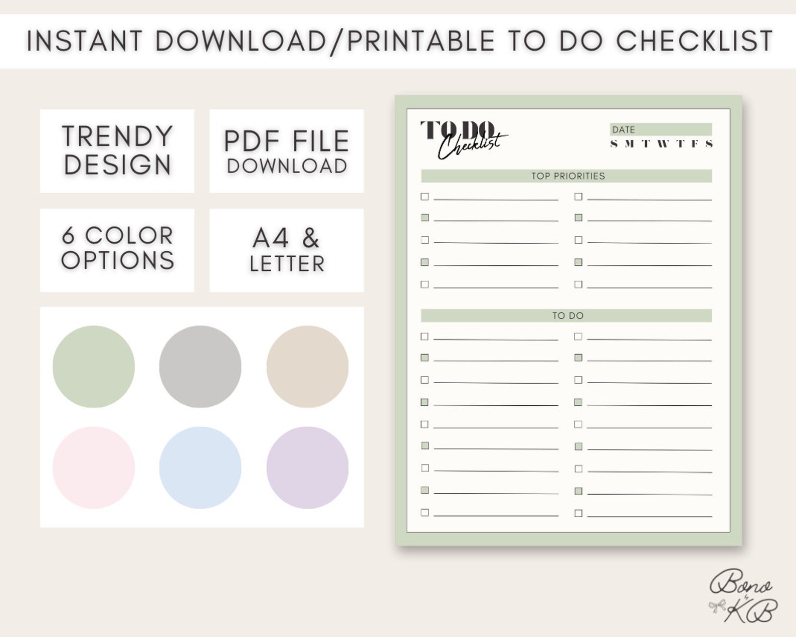 Digital & Printable to Do Checklist | Goodnotes | Undated to Do List ...