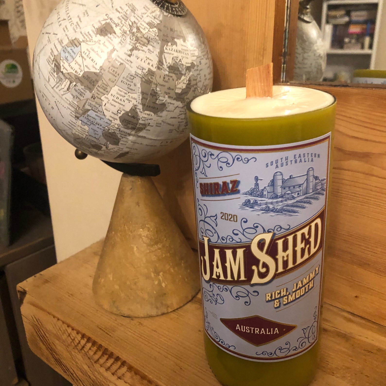 Jam Shed Red Wine Bottle Scented Candle Upcycled Recycle Jam Etsy UK