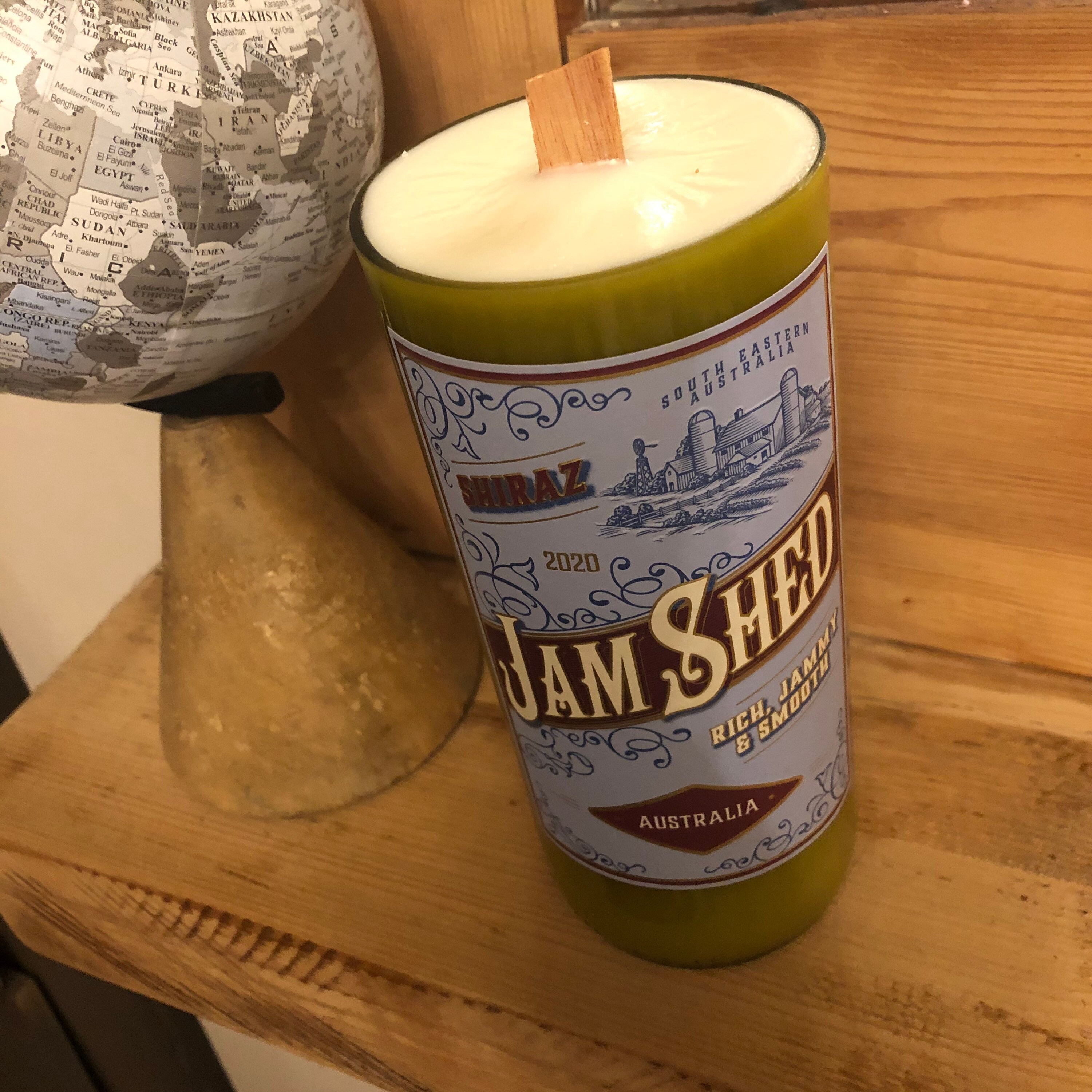 Jam Shed Red Wine Bottle Scented Candle Upcycled Recycle Jam Etsy UK