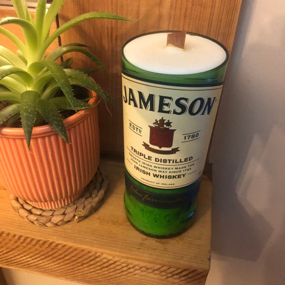 Whisky Bottle Candle Upcycled Glass Scented Candle Jamesons Etsy UK
