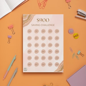 900 Dollar Savings Challenge | Printable Savings Tracker - Letter & A4 Size - PDF File