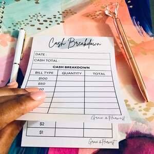 Cash Breakdown Notepad: Bank Deposit Slips - Set of 2- Total of 60 ...