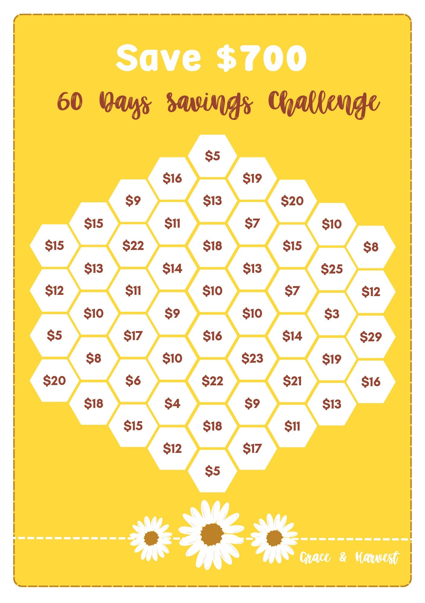 700 Dollar Savings Challenge | Printable Savings Tracker - Letter