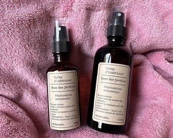 ROSE DES JARDINS room spray - natural room fragrance - romantic floral mist, amber bottle, handmade, fragrance from Grasse