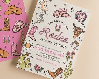 Editable My Second Rodeo Invitation Cowgirl Birthday Invite Wild West Cowgirl 2nd Rodeo Southwestern Ranch Template Instant Download