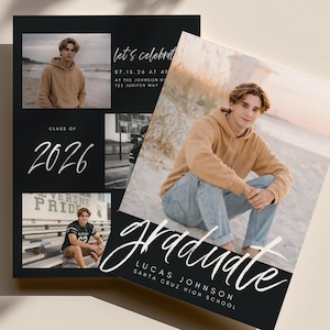 Graduation Invitation 2026 Template, Modern Graduation Announcement Senior Graduation Party Boy Graduation Party Invite Graduation Decor G2