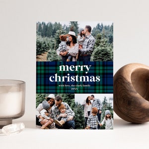Plaid Christmas Card Template, Editable Photo Christmas Card, Family Christmas Card, Editable Template, Instant Download