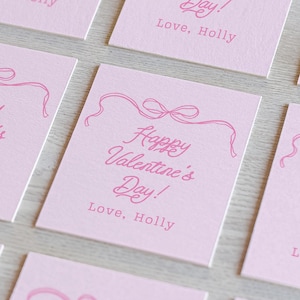 Pink Bow Valentine&#39;s CARD, Valentines Day Gift Tag, Class Valentine, Instant Download, Printable Gift Tag, Valentine Printable Card