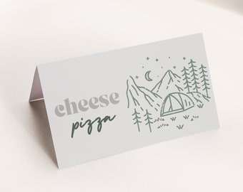 BOHO One Happy Camper Food Tent Card | Druckbare Sofort-Download | Bearbeitbare Vorlage 14