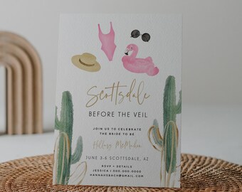 Bachelorette Party Invitation Template, Editable Scottsdale before the veil, Bachelorette Weekend invite, Instant Download, 174