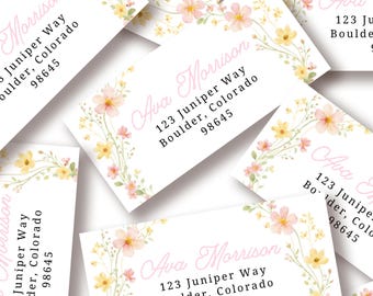 Graduation Return Address Label Template, Editable Canva Address Labels 2.4x1.1, Floral Grad Mailing Label, Printable Sticker Sheet G4