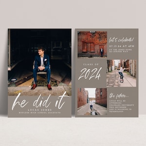 Modern Graduation Card Template, Graduation Invitation 2024, Senior Graduation Party, Boy Graduation Party Invite, 707 image 1