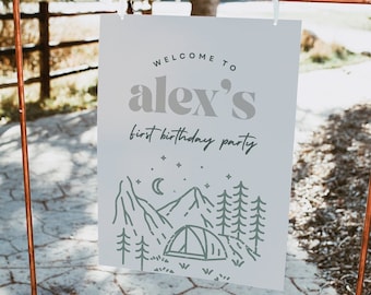 BOHO One Happy Camper Birthday Welcome Sign| Printable Instant Download | Editable Template 14