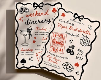 Vegas Bachelorette Invitation, Girls Weekend Itinerary Template (Digital Download)