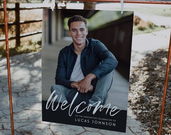 Graduation Welcome Sign 2023 Template, Modern Graduation Announcement, Senior Graduation Party,  Boys Graduation Party Welcome, 707