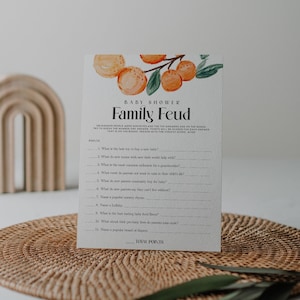 A Little Cutie Family Feud, Baby Shower Family Feud Game, Oranges Sign, Cutie Baby Shower Games, Instant Download NORA