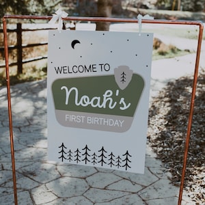 One Happy Camper Welcome Sign Template National Park Birthday Decor Editable Digital Template INSTANT DOWNLOAD 208