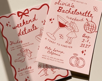 Bachelorette Party Weekend Itinerary Template, One Last Toast Girls Weekend (Editable)