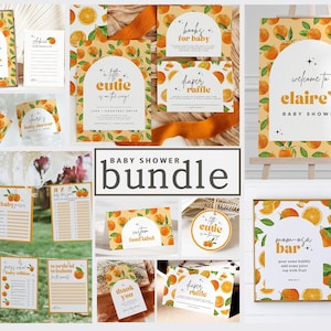 A Little Cutie Baby Shower Bundle Set Editable Template, Gender Neutral Baby Shower Boy or Girl, Cutie Baby Shower Canva Template