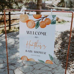 NORA Clementine Baby Shower Welcome Sign Template, Little Cutie Baby Shower Welcome Sign, Citrus Baby Shower Sign Gender Neutral Oranges