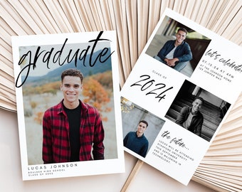 Plantilla de invitación de graduación, anuncio de graduación, anuncio de graduación moderno, invitación a fiesta de graduación de chicos, 707