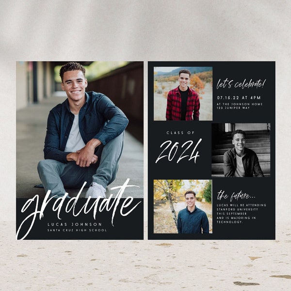 Graduation Invitation 2024 Template, Modern Graduation Announcement, Senior Graduation Party,  Boys Graduation Party Invite, 707