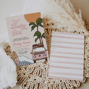 KOA Sweet Baby Girl Baby Shower Invitation, Baby on Board, Surf Baby Shower Invite, Ocean Wave Baby, Editable Invitation Template, Instant