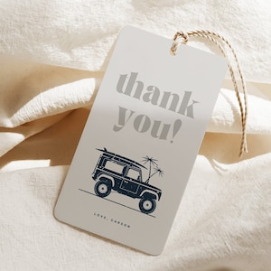 Boho The Big ONE Thank You Gift Tag Template, Boy First Birthday Surf Favor Tag Editable Digital Template INSTANT DOWNLOAD image 1