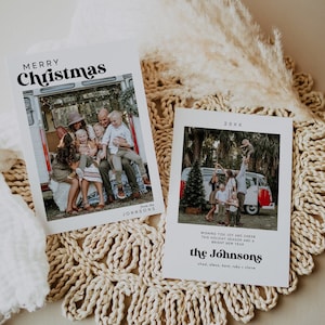 Photo Christmas Card Template, Arch Christmas Card, Boho Holiday Card, Minimalist Christmas Card, Merry Christmas, Editable Template