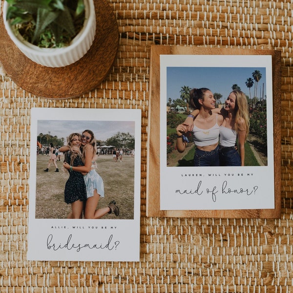 Will You Be My Bridesmaid | Bridesmaid Photo Card | Photo Bridesmaid Proposal | Modern Minimalist Wedding | Boho Bridesmaid Proposal 707