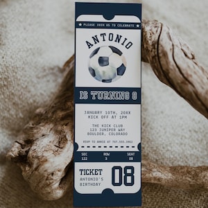 Fußball Ticket Geburtstagseinladung Vorlage Moderner Fußball Junge Geburtstagsfeier Jedes Alter Digital Bearbeitbare Canva Vorlage Boho