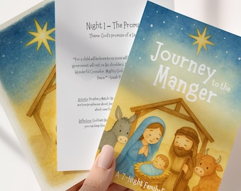 Viaggio alla mangiatoia Attività dell'Avvento Conto alla rovescia per il Natale cristiano per le famiglie Natività di 7 notti Giochi biblici Natale incentrato su Cristo