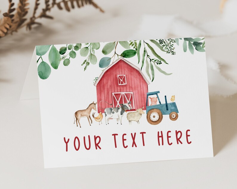 Editable Farm Animal Food Tags Buffet Label Birthday Party Barnyard birthday party Place cards Tent Cards instant editable