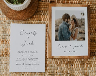 Minimalist Wedding Invitation Template, Editable Wedding Invite, Photo Wedding Invite, Wedding Invitation Template, Instant Download H7