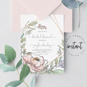 Bridal Brunch Invitation, Garden Watercolor Bridal Shower, Floral Bridal shower, printable invitation, shower invitation, template, BI-68