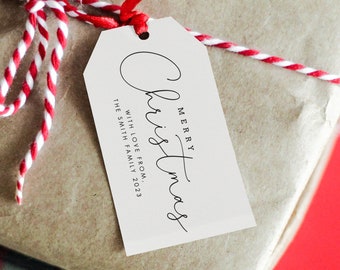 Merry Christmas Tag, Christmas Script Tag, Holiday Gift Tag Template, Personalized Christmas Tags, pretty font tag, 122