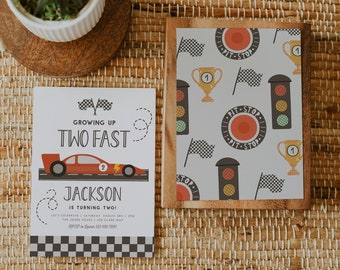 Two Fast Race Car Birthday Invitation, Editable Template Racing Car Birthday, Two Fast Red Race Car, Boy Birthday Instant Download, 7135