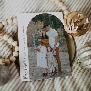 Arch Modern Christmas Card, Photo Christmas Card, Boho Christmas Card, Photo Holiday Card, Editable Christmas Card Download 705