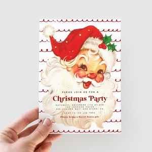 Vintage Santa Christmas Invitation, Santa Clause Christmas Party Invite, Christmas Party Printable, Holiday Party, Editable Download 705