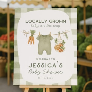 Farmer&#39;s Market Baby Shower Editable Sign | Locally Grown Baby Shower Welcome Sign | Homegrown Baby Shower Instant Download 256