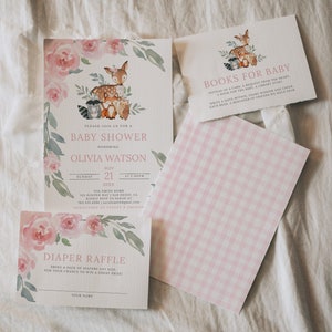 Woodland Girl Baby Shower Invitation Set Woodland Animals Baby Shower Girl Baby Shower, Package woodland theme baby shower template 81