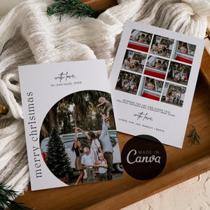 Boho Weihnachtskarte Benutzerdefinierte Foto Canva Vorlage, Moderne Foto Weihnachtskarte, Minimalistische Weihnachtsfotokarte, Foto Weihnachtskarte