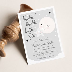 Twinkle Twinkle Little Star Baby Shower Invitation, Twinkle Twinkle Little Star, Gender Neutral Baby Shower invited, template 110