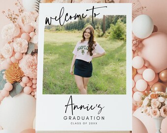 Phot Graduation Poster, Graduation Welcome Sign Template, Minimalist Graduation Sign, Grad Party Sign Template, Canva Instant Download